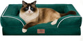 Comfort Expression Orthopedic Dog Bed for Small Dogs 20x14 Inch, Waterproof Supportive Egg Crate Foam Small Pet Bed with Removable Bolsters, Dog Couch with Washable Cover & Non-Slip Bottom, Emerald