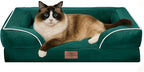 Comfort Expression Orthopedic Dog Bed for Small Dogs 20x14 Inch, Waterproof Supportive Egg Crate Foam Small Pet Bed with Removable Bolsters, Dog Couch with Washable Cover & Non-Slip Bottom, Emerald