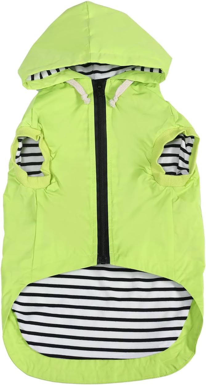 Dog Raincoat rain Jacket Dogs Waterproof fit for Small Medium Breeds Zipper Closure Pocket Storage in Cold Day - Light Green - XXL