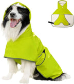 Dog Raincoat, Waterproof Windproof Dog Rain Jacket with Hood, Rain Coat with Leash Hole, Adjustable Raincoat Poncho for Small Medium Large Dogs Outdoor (Neon Yellow, Medium)