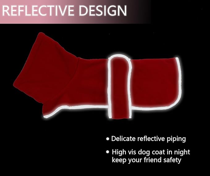 Geyecete Dachshund Sweater - Padded Fleece Dog Jacket for Winter, Dachshund Coat with High Collar, Red, S