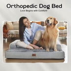 Extra Large Dog Bed-Orthopedic Waterproof XL Dog Bed for XLarge Extra Big Dogs - Foam Couch Sofa Washable with Removable Cover-Grey
