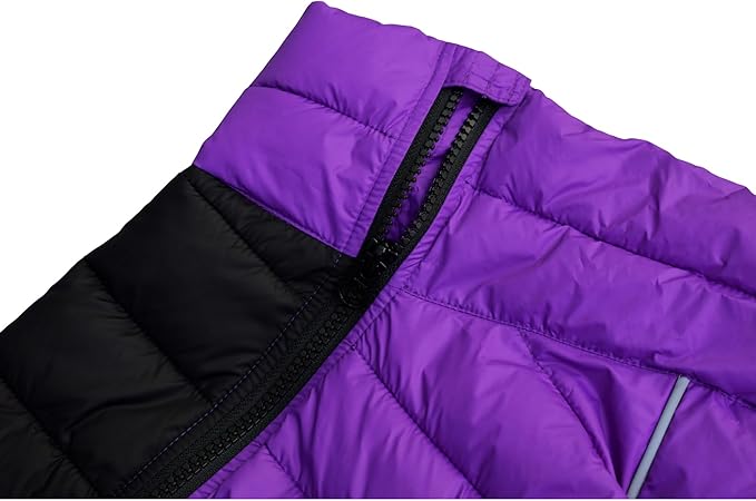 PetsPal Dog Warm Jacket, Waterproof Zippered Adjustable Outdoor Snow Jacket, Reflective & Windproof - Purple, S - Small/Medium/Large Dogs