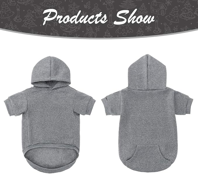 KOOLTAIL Basic Dog Hoodie - Soft and Warm Dog Hoodie Sweater with Leash Hole and Pocket, Dog Winter Coat, Cold Weather Clothes Sweatshirt for Small Medium Large Dogs Puppy Cat Boys Girls Grey XS