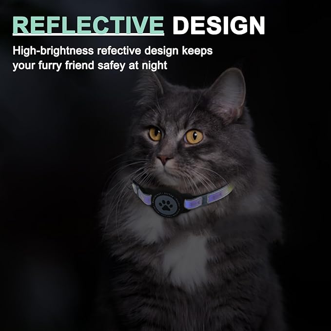 Airtag Cat Collar Breakaway, Reflective Cat Collar with AirTag Holder and Bell, Compatible with Apple Air Tag, Comfortable Padding, Adjustable, Durable (Blue, XS)