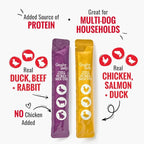 Good 'n' Tasty Triple Flavor Puree Mix-Ins Variety Pack Dog Food Topper Treats for All Dogs, 84 Count, Easy Single-Serve Portions, Added Protein with Chicken, Salmon, Duck, Beef and Rabbit