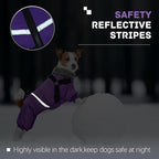 BRKURLEG Purple Dog Coat with Harness, Dog Winter Jacket, Dogs Onesie Body Warm Jackets, Small Dogs Winter Coats Reflective Windproof Warm Cold Weather Coats, Pet Waterproof Jackets, XL