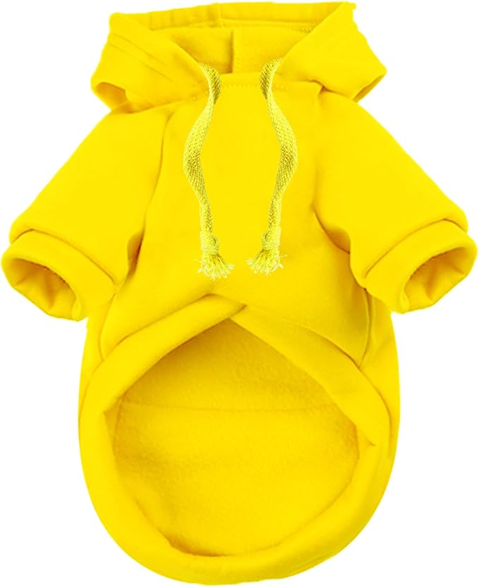 Jecikelon Winter Dog Hoodie Sweatshirts with Pockets Warm Clothes for Small Dogs Chihuahua Coat Puppy Custume Clothing (X-Small, Y02-Yellow)