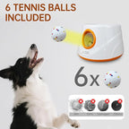 Automatic Ball Launcher for Dogs with 6pcs 2.3 Inch Etpu Tennis Balls,Thrower Distance 20-45ft,interacive Dog Toys for Indoor/Outdoor for Small Or Medium Dogs (Orange)
