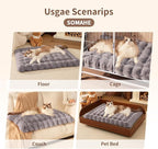Dog Beds Mat Cute Cat Beds for Indoor Cats Faux Fur Pet Pad with Non-Slip Bottom Plush Kitten Bed for Carriers/Sofa Puppy Washable 27 x 20 Inch Large Grey