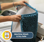 Muddy Mat® AS-SEEN-ON-TV Highly Absorbent Microfiber Door Mat and Pet Rug, Non Slip Thick Washable Area and Bath Mat Soft Chenille for Kitchen Bathroom Bedroom Indoor and Outdoor - Sky Blue 24" x 120"