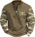 HOTYD Aztec Cowboy Jacket Men Vintage Bullhorn Printed Oversized Western Sweatshirt Long Sleeve Quarter Zip Pullover