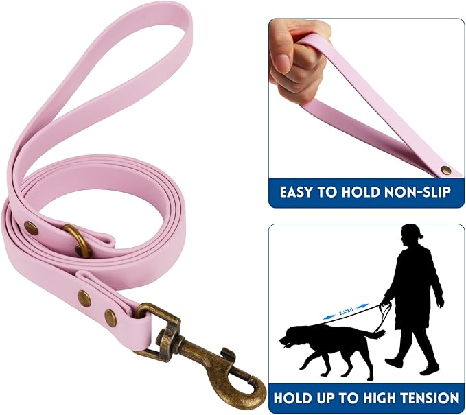 Wisedog Dog Collar and Leash Set, Waterproof Adjustable Puppy Collars with Cute Tag 6FT Dog Leash with Poop Bag for Small Medium Large Dogs (XS, Pale Pinkish Purple)