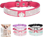 Serijoars Small Dog Collar with Rhinestone Crystal Diamond Colorful Bling Girl Puppy Cat Collars (M, Hot Pink4)
