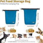 Pet Food Storage Bag,Dog Storage Organizer Bag w/2PCS Collapsible Dog Travel Bowls and Zipper Side(Blue, Small)