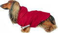 DJANGO Highland Dog Jacket & Raincoat – Water-Repellent, Lined Dog Coat with Hood, Adjustable Fit & Harness Hole – Lightweight Rain & Wind Jacket for Small & Medium Dogs up to 30 lbs (Red, Small)