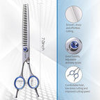 Chunkers Dog Grooming Scissors Left Handed 7.0'' Professional Thinning Shears for Dogs Pet Grooming Scissors Chunkers Shears Dog Grooming Japan 440C 70% Thinning Rate 18 Teeth(7.0'' Chunkers)