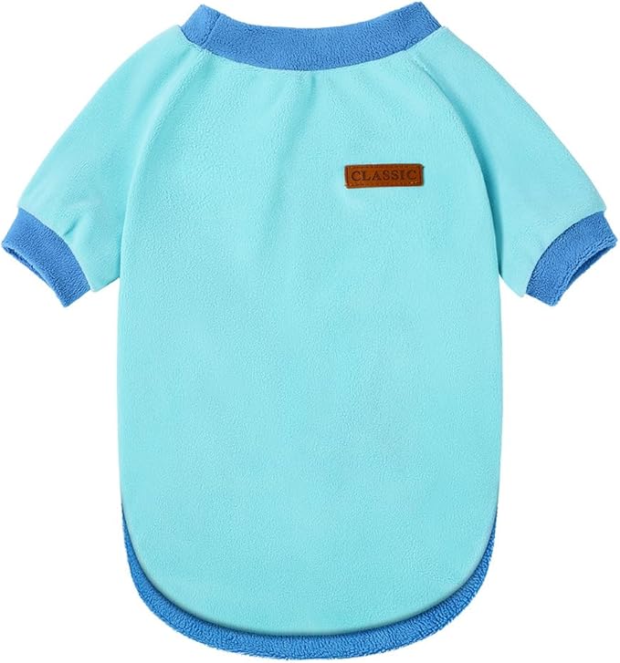 GreenJoy Classic Fleece Dog Sweater – Soft & Warm Stretchy Sweatshirt for Small Dogs & Cats, Cold-Weather Pullover for Everyday Wear (Light Blue, Large/X-Large)