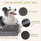 Comfort Expression Orthopedic Dog Bed for Large Dogs 36x27 Inch, Waterproof Supportive Memory Foam Large Pet Bed with Removable Bolsters, Dog Couch with Washable Cover & Non-Slip Bottom, Leaden Grey