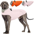 Dog Coat with Harness Built in -Pink,2XL- Fleece Lined Dog Snow Jacket Snowsuit，Adjustable Reflective Winter Warm Cold Weather Coat