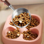 Kichwit Dog Food Scoop, 1 Cup and 1/2 Cup, 304 Stainless Steel Pet Food Scoop Measuring Cup with Wooden Handle, Set of 2
