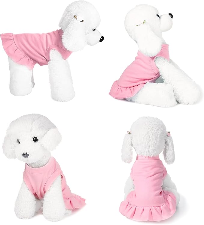 6 Pieces Dog Dresses Shirt Skirt Sleeveless Dress Breathable Pet Shirts with Ruffles Puppy Sundress Outfits for Dogs and Cats (M Size)