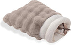 Cat Sleeping Bag for Indoor Cats Self Warming Cat Bed Fits up to 15 lbs Pets Soft Plush Warm Bed 360° Wrap Bag Washable Comfortable Pet Sleeping Bed 21" × 17" Coffee