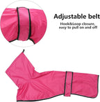 Dog Raincoat with Reflective Bar, Rain/Water Resistant, Adjustable Vest - Dog Raincoats for Greyhounds, Lurchers and Whippets - Pink - L