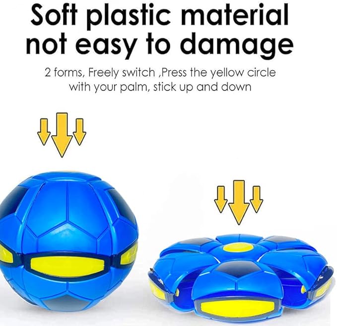 UFO Magic Ball, Portable Flying Toys Creative Fly Saucer Stomp Magic Balls, Decompression Flying Flat Disc Balls Toy for Childrens Outdoor Sports Kids Gift (Football Blue)