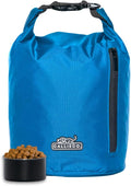 Callieco Dog Food Travel Bag w/ 1 Cup Scoop and Zipper Side Pocket | Waterproof Kibble Storage Container for Home, Road Trips, Camping, Boarding and More (Blue, 64 Cups)