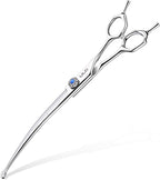 ULG 7.5" Curved, Compact Dog Grooming Scissors - Professional Pet Shears, Silver Stainless Steel