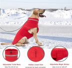Dog Coat, Waterproof Winter Jacket, Warm Windproof Vest, Reflective Adjustable Turtleneck Coats for Medium and Large Dogs with Hook & Loop - Red - L