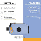 OllyDog Scoop Pick Up | Dog Poop Bag Holder | Lightweight & Water-Resistant Dispenser | Leash Attachment for Hands-Free Carry | Fits Standard Waste Bag Rolls (Blue Heron)