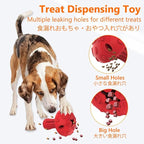 SCHITEC Dog Chew Toy for Large & Medium Dogs, Rubber Treat Dispensing Toy for Aggressive Chewers, Interactive Slow Feeder Tough Puzzle Toys Teeth Cleaning (Red & Yellow)