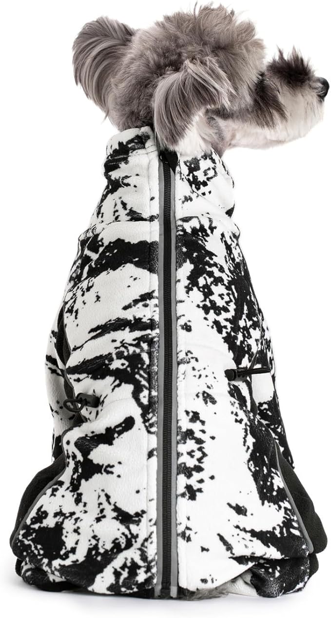 Fleece Dog Coat for Small Medium Dog,Pullover Pajamas Jumpsuit Bodysuit Puppy Coats with Legs, Pet Windproof Warm Cold Weather Jacket Full Body Vest Cozy Snowsuit Outfit Clothes (White, M)