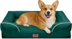 Comfort Expression Orthopedic Dog Bed for Medium Dogs 30x20 Inch, Waterproof Supportive Egg Crate Foam Medium Pet Bed with Removable Bolsters, Dog Couch with Washable Cover & Non-Slip Bottom, Emerald
