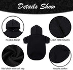 KOOLTAIL Basic Dog Hoodie - Soft and Warm Dog Hoodie Sweater with Leash Hole and Pocket, Dog Winter Coat, Cold Weather Clothes Sweatshirt for Small Medium Large Dogs Puppy Cat Boys Girls Black XL