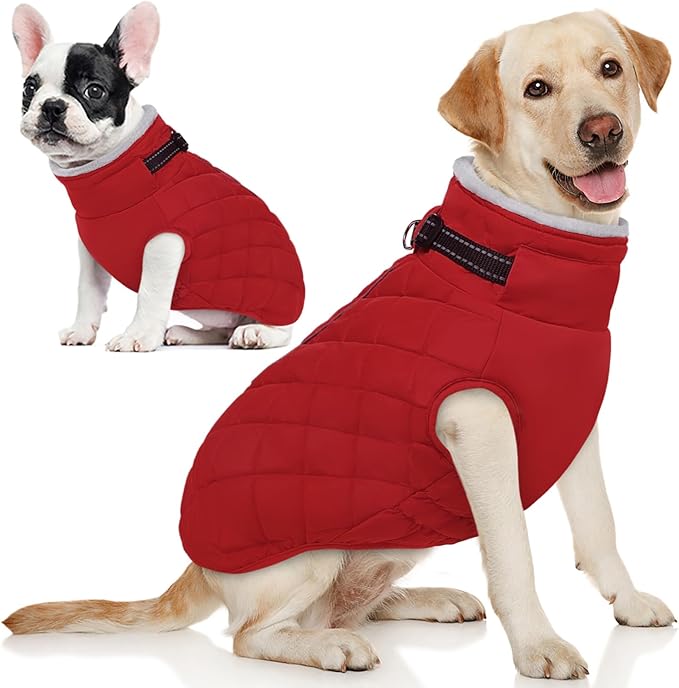 AOFITEE Winter Jacket for Extra Large Dogs, Warm Turtleneck Dog Coat with Back Zipper, Waterproof Dog Puffer Coat for Large Dogs,Winter Jacket Warm Snowsuit for Border Collie, Golden Retriever