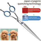 Straight Left Handed Dog Grooming Scissors 8.0'' Long Shears for Grooming Dogs Poodle Large Pet Japanese 440C Stainless Steel Super Sharp(8.0'' Straight)
