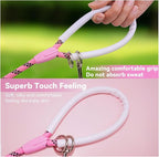Nylon Dog Leash 6FT 10FT 20FT 30FT Diameter 2/5 Inch with Comfortable Silicone Handle Highly Reflective No Tangle for Medium Large Dogs Outside Walking Camping Backyard. (Pink, 20FT)