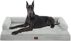 Orthopedic XXL Dog Beds, Waterproof Egg Crate Foam Big Pet Bed for All Breed Sized Dogs 53x42Inch, Washable Extra Large Dog Couch Bed with Removable Cover and Non-Slip Bottom, Grey White