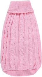 Dog Sweater, Warm & Soft, Medium (Chest 16-18 inches), Pink, Classic Turtleneck, Machine Washable, Winter, Unisex, Solid, Holiday