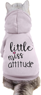 Cat Hoodies for Cats Puppy Pet Clothes Cat Apparel Little Miss Attitude Print Dog Hoodie for Small Medium Dogs Outfits for Kittens(Purple,M)