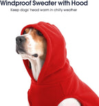IECOii Dog Hoodie,Polar Fleece Dog Sweatshirt Fall Dogs Sweater with Hood,Warm Sweaters for Medium Dogs Boy Girl,Sleeveless Pet Hoodie Medium Size Winter Clothes for Pug,Jack Russell,Red,M