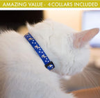 Cat Collar Stars and Moon, 4-Pack, Reflective with Bell, Solid & Safe Collars for Cats, Nylon, Kitty Collars, Pet Collar, Breakaway Cat Collar