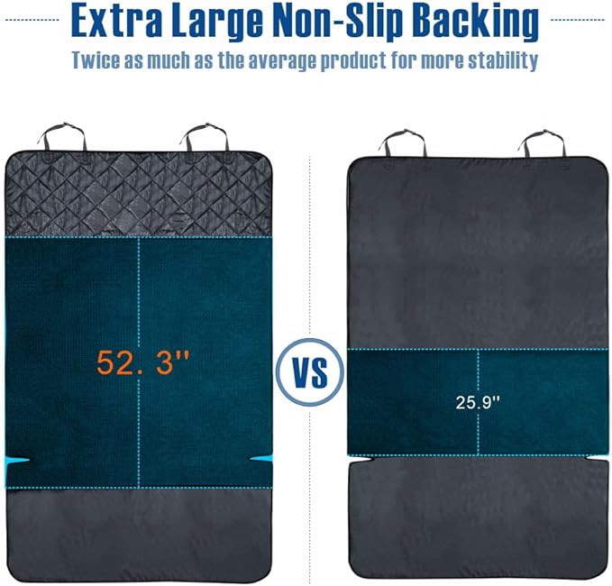 F-color SUV Cargo Liner for Dogs, Waterproof Pet Cargo Cover Dog Seat Cover Mat for SUVs Sedans Vans with 2 Large Pockets, Non-Slip, Large Size Universal Fit, Black