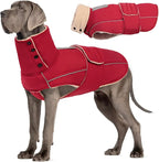 ASENKU Warm Dog Coat, Waterproof Dog Jackets for Large Dogs with Reflective Fleece Vest Turtleneck with Button,Windproof Cold Weather Coats for Small Medium Large Dogs, Dark Red, 2XL