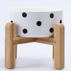 Petygooing Elevated/Raised Ceramic Dog Bowl for Small Breeds, Dog Food Water Dish with Stand,Pet Feeding Bowl with Anti Slip Rubber for Cats and Small Dogs Puppy 13.5 OZ (5.1In / 1.7 Cups) Black Dot