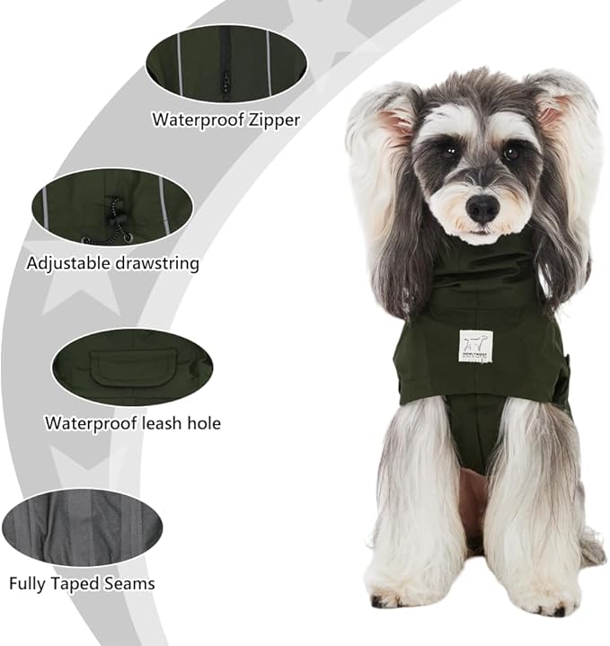 Waterproof Dog Raincoat, Hooded Raincoat for Dachshund Whippet Small Medium Large Dogs, Adjustable Dog Rain Coat Jacket (03(Dachshund 16-24lbs))