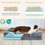 Comfort Expression Orthopedic Dog Bed for Extra Large Dogs 42x30 Inch, Waterproof Supportive Memory Foam XL Pet Bed with Removable Bolster, Dog Couch with Washable Cover & Non-Slip Bottom, Leaden Grey